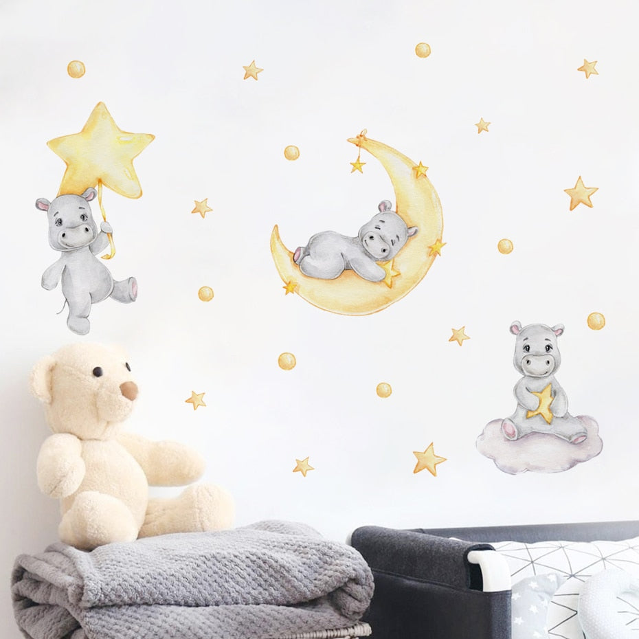 Happy Happy Hippos Wall Decal