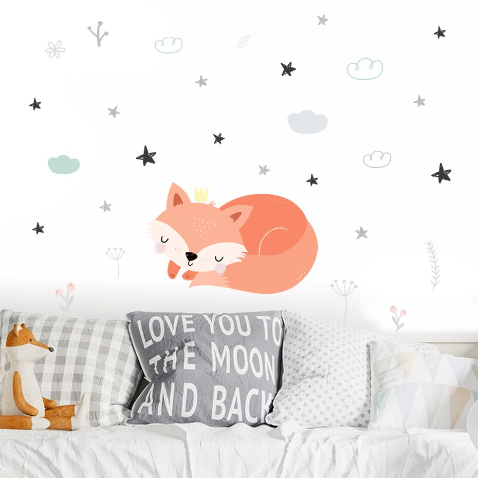 Sleepy Mr Fox Wall Decal