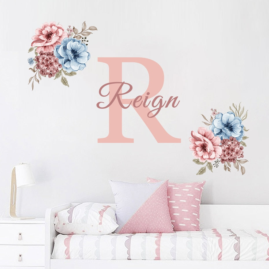 Pink Peonies Personalised Wall Decal